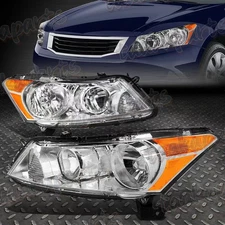 Headlamps Fit For 2008-2012 Honda Accord Headlights Assembly Pair Chrome Housing