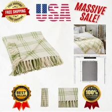 Versatile 50x60 Plaid Cotton Throw Blanket - Perfect for Cozy living & Camping