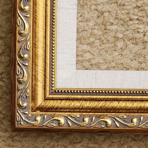 Cornice oro ornata con fodera in lino ~ tela ~ pittura ad olio ~ ritratto ~ dimensioni non culo - Foto 9 di 10