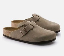 Birkenstock Boston Soft Footbed Suede Leather Unisex Clogs - Taupe