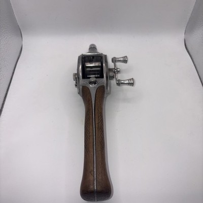 Vintage HURD SUPER CASTER Steel Rod Reel w/Walnut Handle Wood