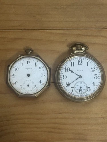 Antique Elgin Railroad Pocket Wach 17j  & Antique Imperial Pocket Watch 7j Parts
