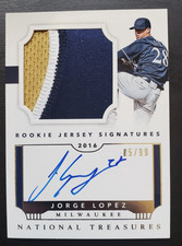 2016 National Treasures Jorge Lopez Rookie Jersey Signatures Patch Auto 85/99