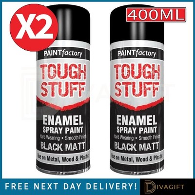 2 x 400ML EMAILLE SCHWARZ GLANZ SPRÜHFARBE HOLZ METALL KUNSTSTOFF BASTELN HARTE SACHEN