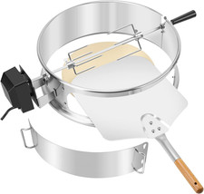 Multi-purpose Stainless Steel Rotisserie And Pizza Combo Kit For Weber 18 And Multi-purpose Stainless Steel Rotisserie And Pizza Combo Kit For Weber 18 And