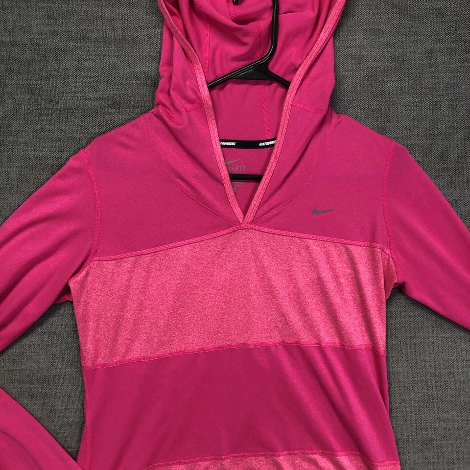Nike Hoodie Womens Large Pink Dri-Fit Running Pullover Lightweight Top - Image 3 of 4