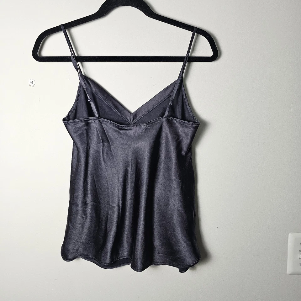 Victoria's Secret M Gris Plateado Babydoll Camisola Top Satinado Lazo Encaje Y2K Grunge Foto 2 de 4