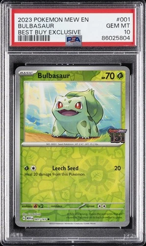 2023 POKEMON MEW EN-151 BEST BUY EXCLUSIVE #001 BULBASAUR PSA 10