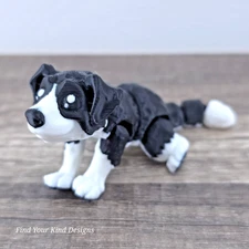 3D printed Mini Dog articulated toy 4 inch Flexi Fidget toy gift Border Collie