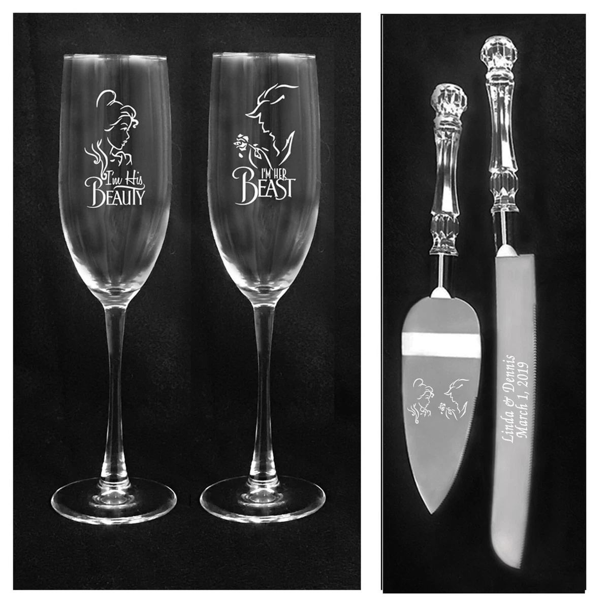Beauty and the beast cake knife set clearance
