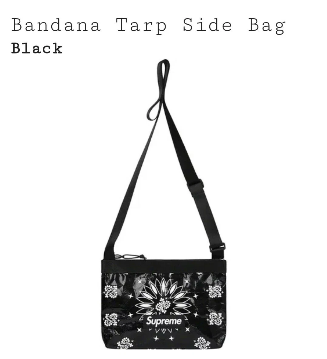 Sac latéral bâche bandana suprême   Noir   Neuf