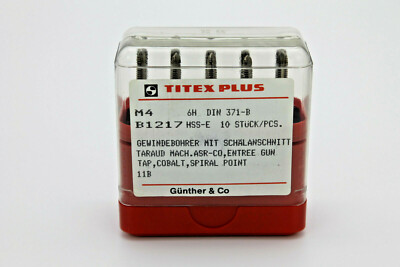 10x Titex Plus M4 6H HSS-E DIN 371-B Gewindebohrer Maschinengewindebohrer