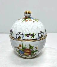 Sugar Bowl Candy Dish Vintage I. Godinger & Co Flowers & Insects Gold Trim, Lid
