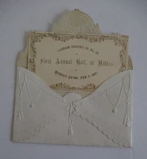 1857 Ticket & Envelope, GOTHAM ENGINE CO. No.16 1st Annual Ball at Niblo's