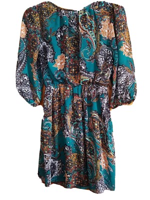 storm green dress Sweet Floral Print Casual Tunic Womens Slit Sleeves Size Small The Tropical Storm Slip Dress is a maxi Tropical Storm Dress Large