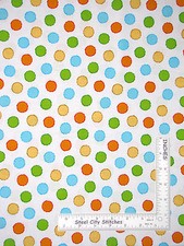 Circle Dots Fabric Multi Color White Cotto by Henry Glass ABC 123 By The Yard