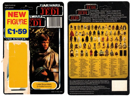 Star Wars Episode VI ROTJ Vintage Kenner LUKE SKYWALKER PONCHO 70 Back Card