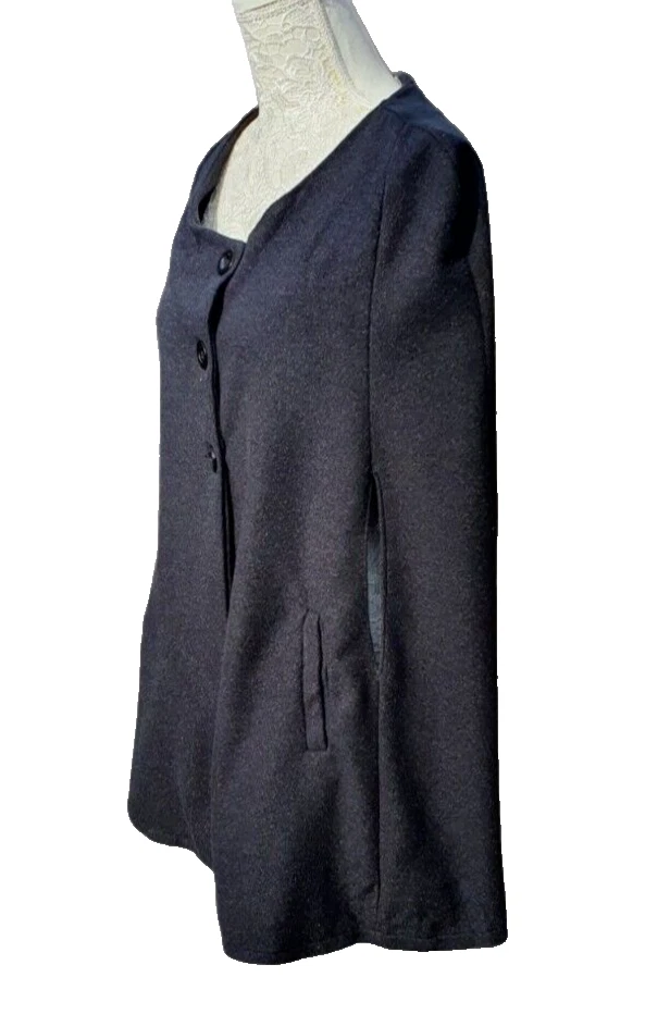 Black Shawl Women's UK Size 12-14 Large - Fleece Material - Poncho Coat Cloak - Image 2 of 4