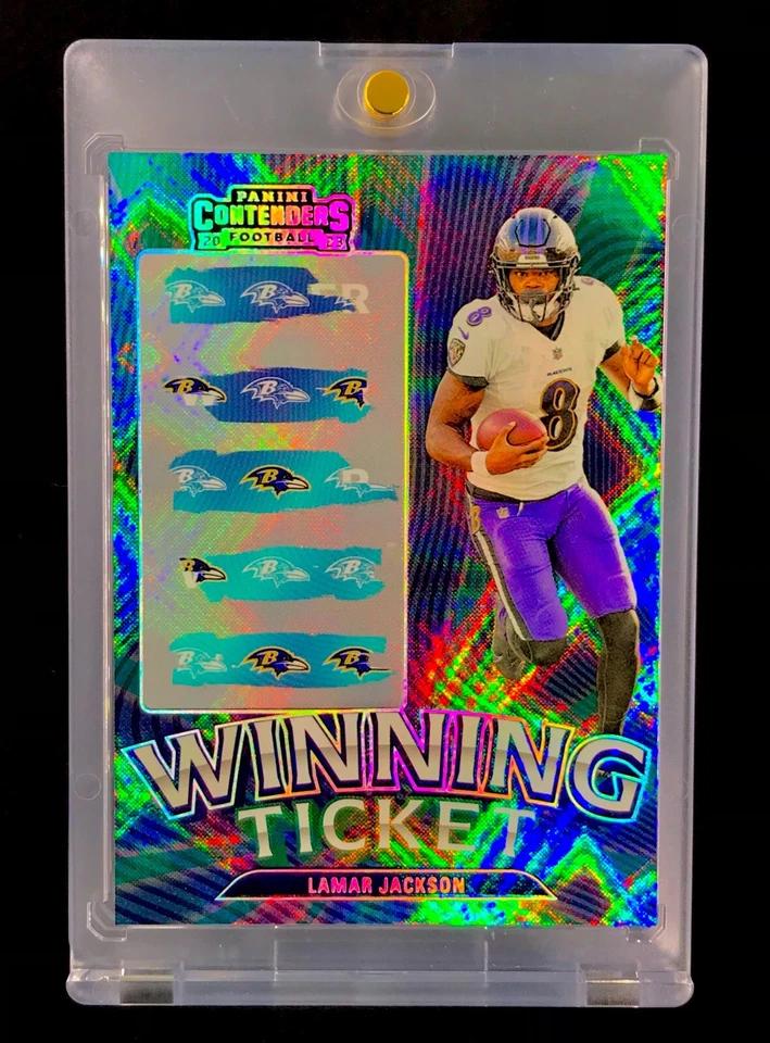 LAMAR JACKSON RARO REFRACTOR DIAMANTE Holo Plata Tarjeta Paralela Baltimore RAVENS Foto 3 de 4