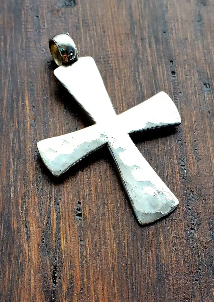 Retired James Avery Hammered Cross Pendant with Stationary Bail in