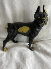 Antique Boston Terrier Bulldog Doorstop Cast Iron Original Paint  RARE