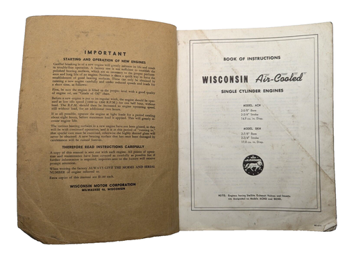 WISCONSIN AIR COOLED HEAVY DUTY ENGINES - Models ACN BKN Issue MM-270-B ...