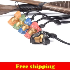 Archery Thumb Ring Genuine Leather + Brass Thumb Finger Guard Protector Gear NEW