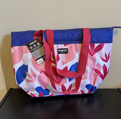 Igloo Cooler Tote Bag Tropical Blossoms Insulated 30 Can Capacity Foldable New