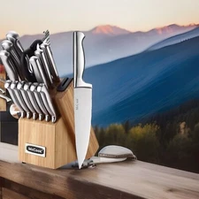 McCook Kitchen Knife Block Set German Forged Stainless Steel Cutlery (15 pc NIOB