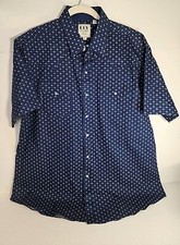 Ely Cattleman Pearl Snap Western Shirt Mens Button Up Navy White Tan Size XL