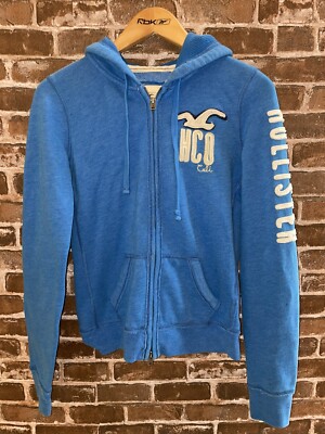 HOLLISTER WOMENS M MEDIUM BLUE FULL ZIP HOODIE ZIP UP