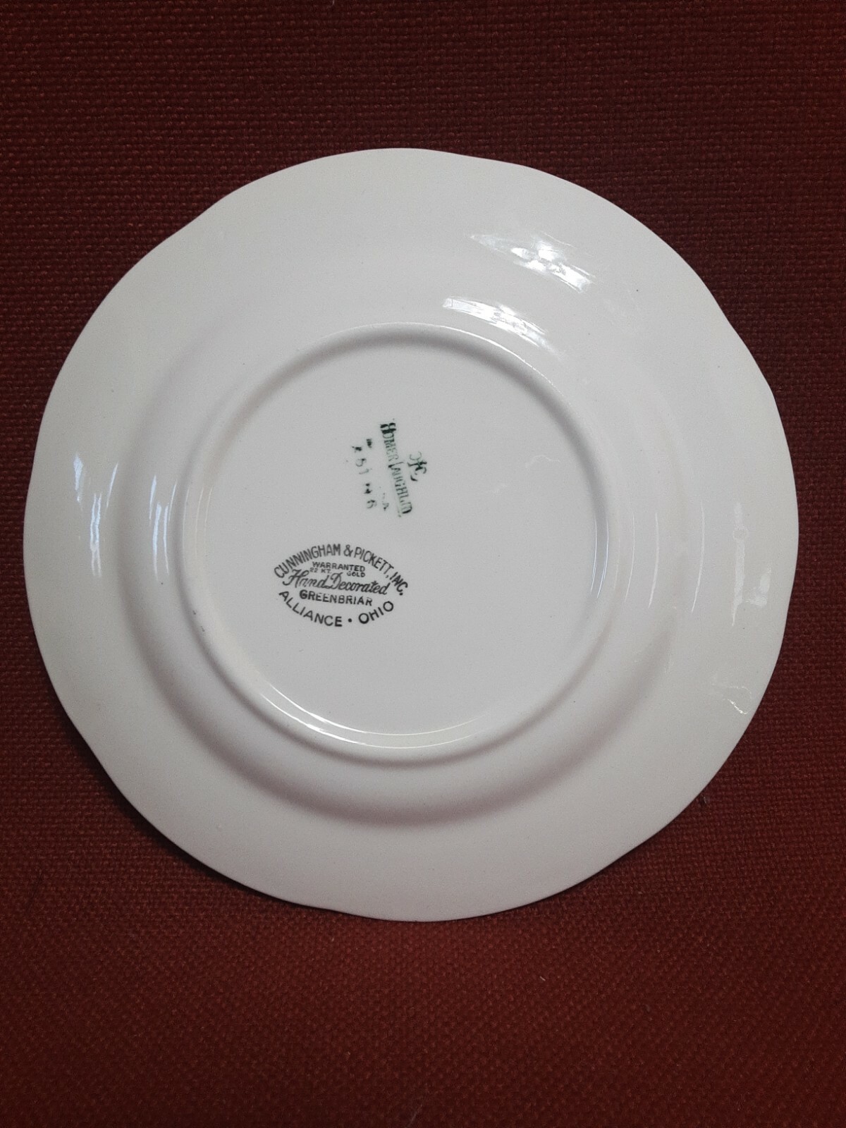 5 Cunningham&Pickett  Homer Laughlin Floral 22KtGold Greenbriar Salad Plate 7.25