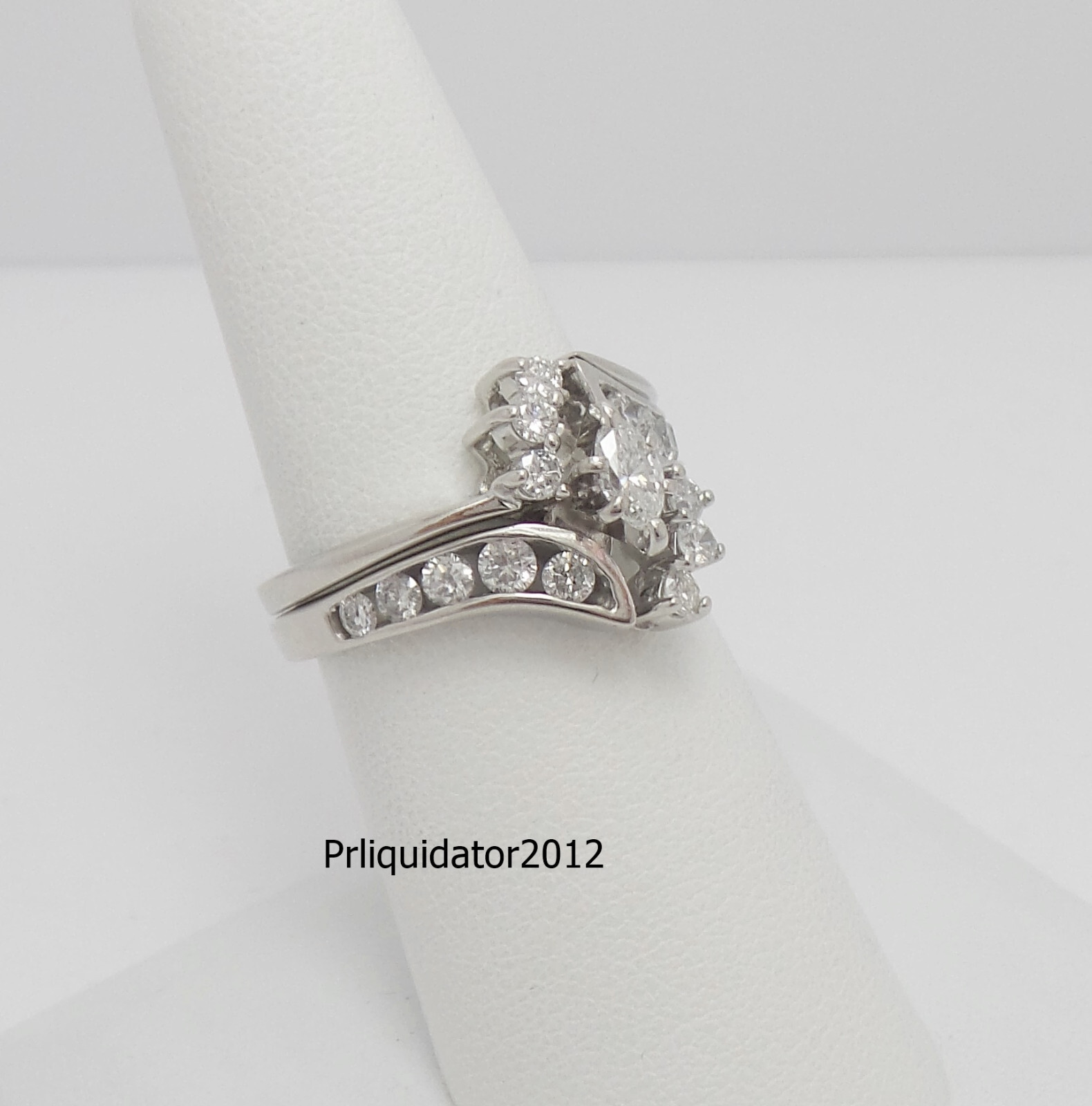 1CT Natural Marquise Diamond Engagement Wedding Ring Bridal Set 14K White Gold