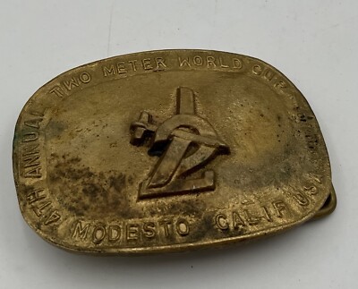 Cast Brass RC Plane Two Meter World Tour Modesto CA Aviation Belt Buckle LE #4