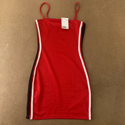 H&M Divided Women's Size 2 Red Thick Jersey Sleeveless Bodycon Mini Dress NWT