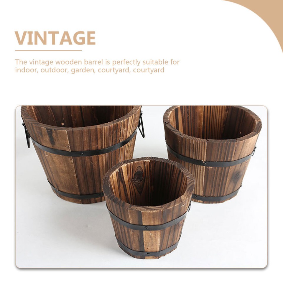 wishing well pail Planter Wooden Flower Pot Wood Flower Bucket Wooden