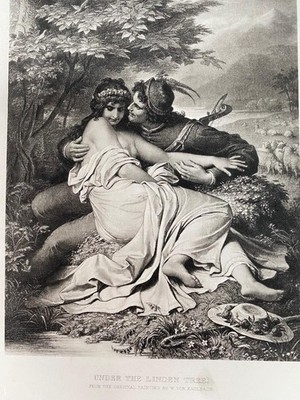 UNTER DER LINDE Von Kaulbach LIEBHABER FOTOGRAVURDRUCK Gebbie & Co 1800er