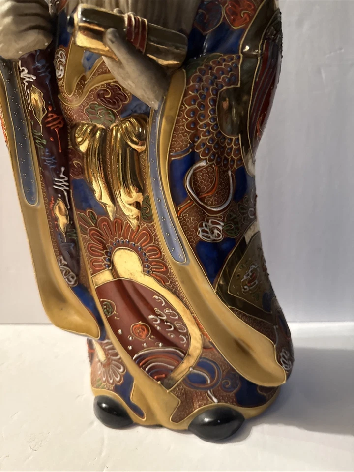 Vintage Lucky Charm God Signed Statue 18” Japanese Kutani Ware - Image 3 of 4