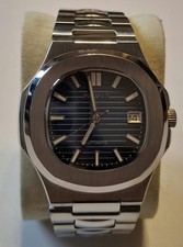 Custom 40mm Automatic Watch - Nautical Blue Embossed Dial - NH35 Mod