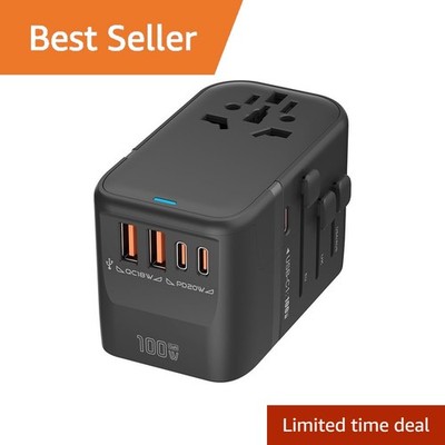 BKELHS 100W GaN Universal Travel Adapter 5 Port Charger