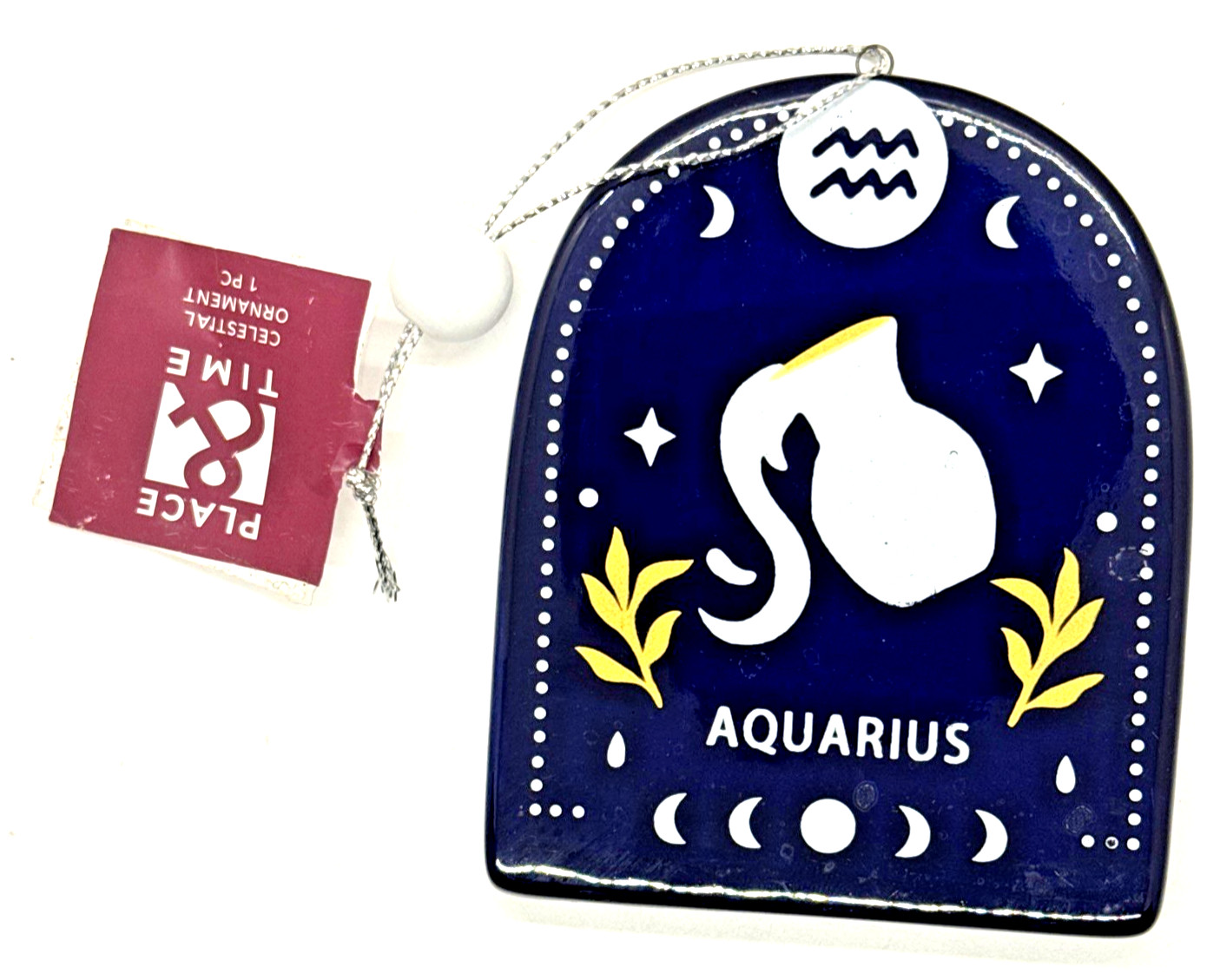 Aquarius Zodiac Celestial Christmas Ornament – Place & Time Ceramic 2024 NWT