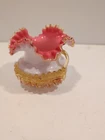 Fenton Glass Vase Cranberry Pink Cased Glass Ruffled Rim 4+1/2 X 5+1/2 Gorgeous