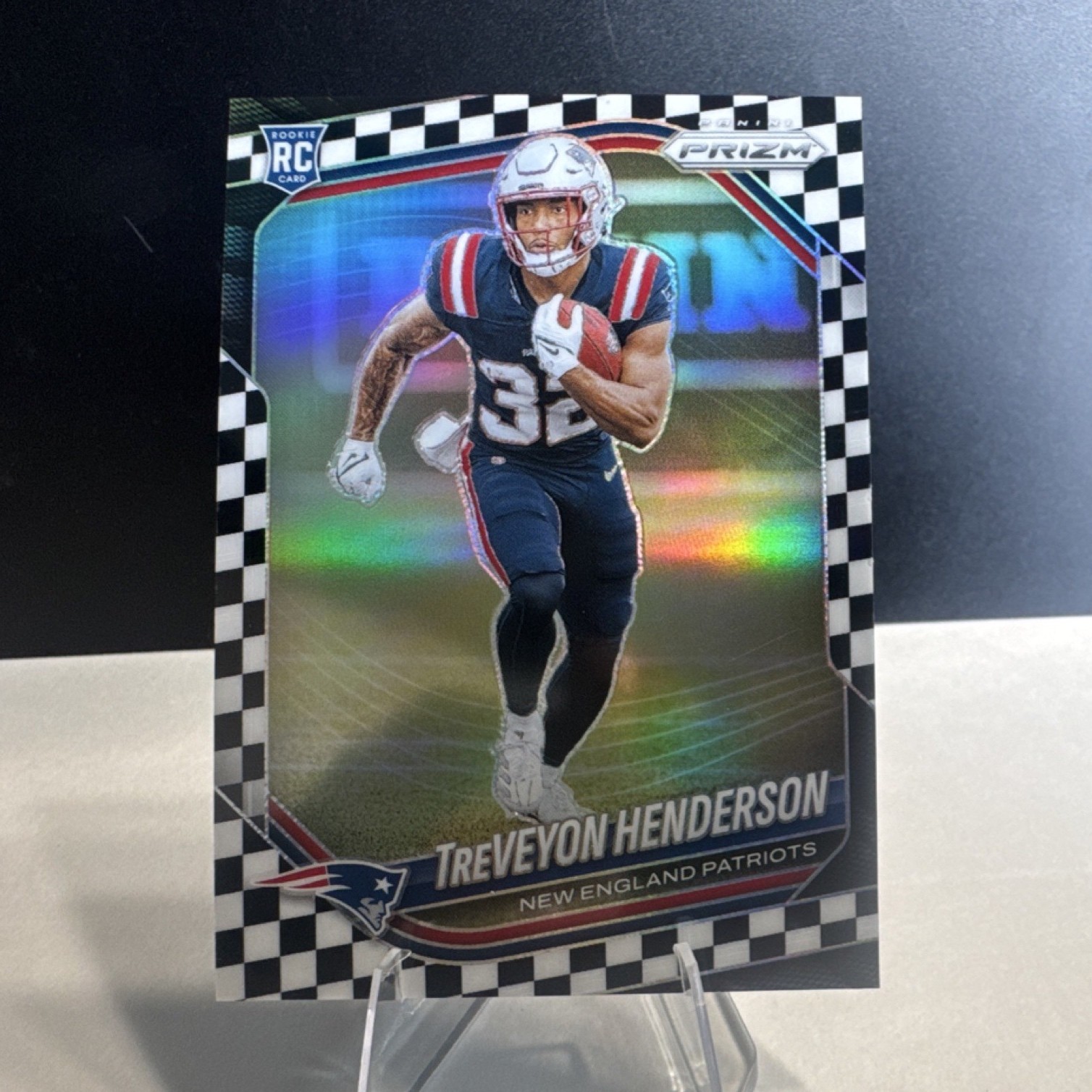 2025 Panini Prizm Black & White Checker Rookie Treveyon Henderson #343 Patriots