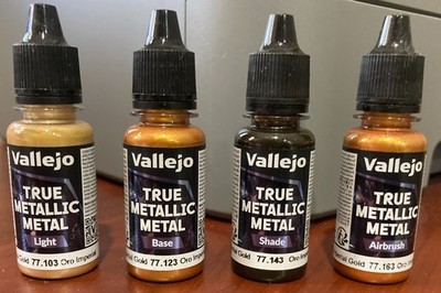 Vallejo 77252 True Metallic Metal IMPERIAL GOLD 4 Shading Color Bottles Set