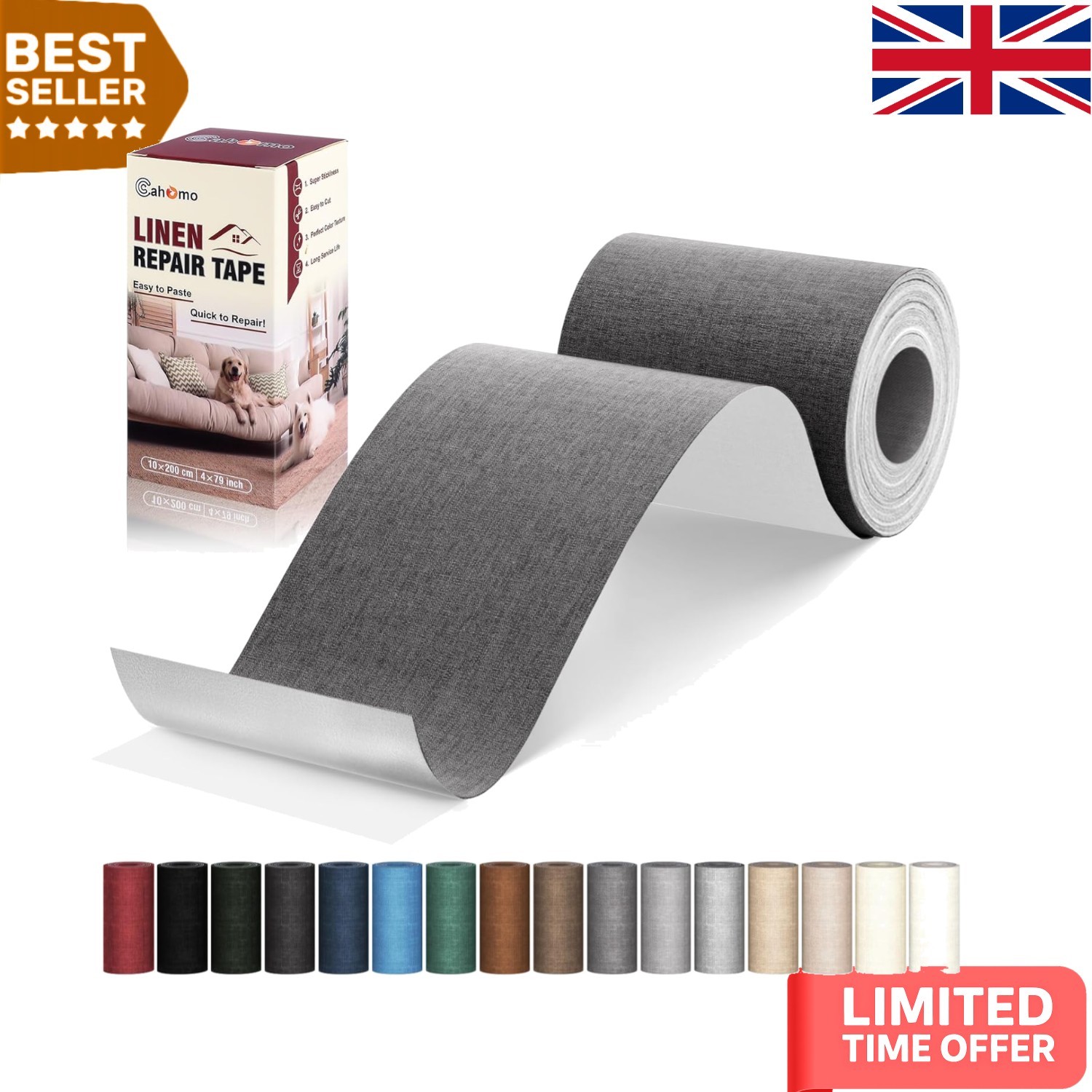 Linen Repair Patches 10x200 cm -  Self-Adhesive Multi-Color Fabric