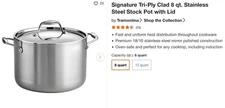 NEW Tramontina 3 Ply Made in Brazil Stock Pot 8 quart with lid