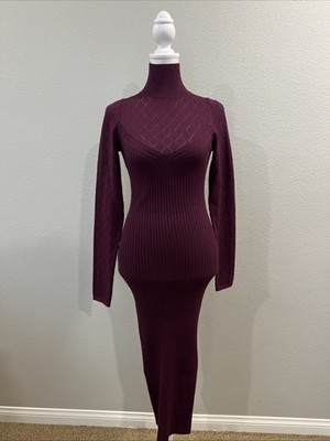 Sofia Vergara Purple Turtleneck Midi Stretch Dress Size Small