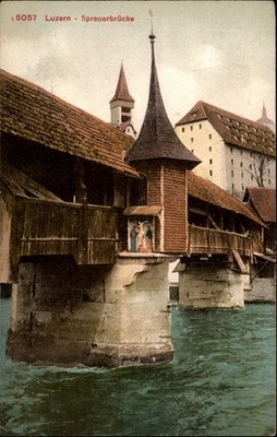 Spreuerbrucke Luzern Switzerland vintage postcard w873