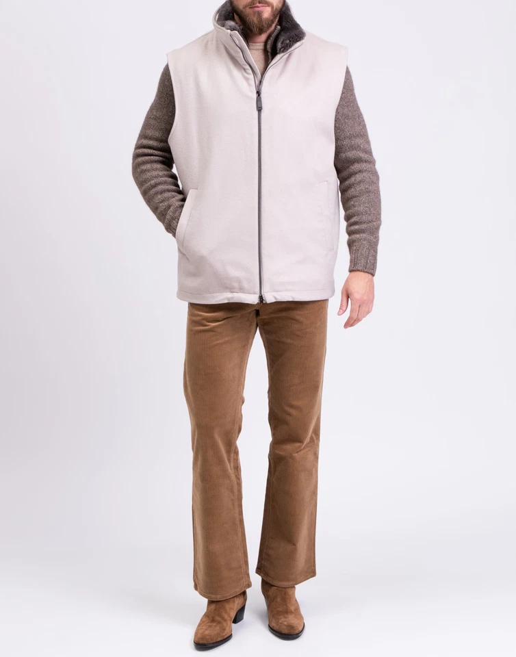 RRP€1600 HERNO Cashmere Vest IT60 US50 5XL Padded Beaver Fur Trim Made in Italy - Image 2 of 4