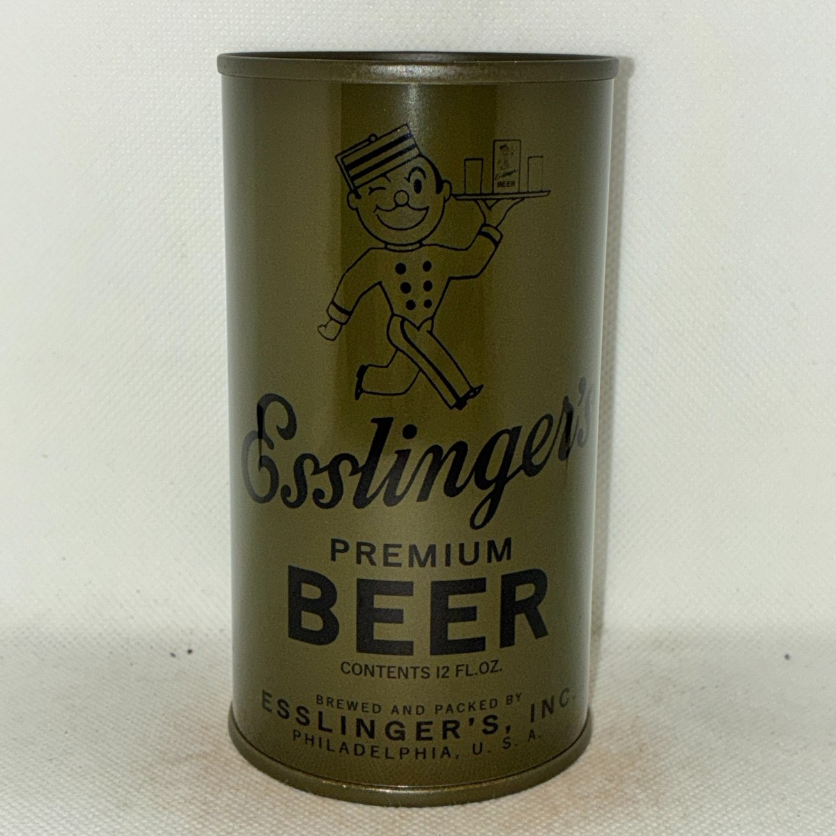 Esslinger's WWII Olive Drab REPLICA / NOVELTY beer can, plastic